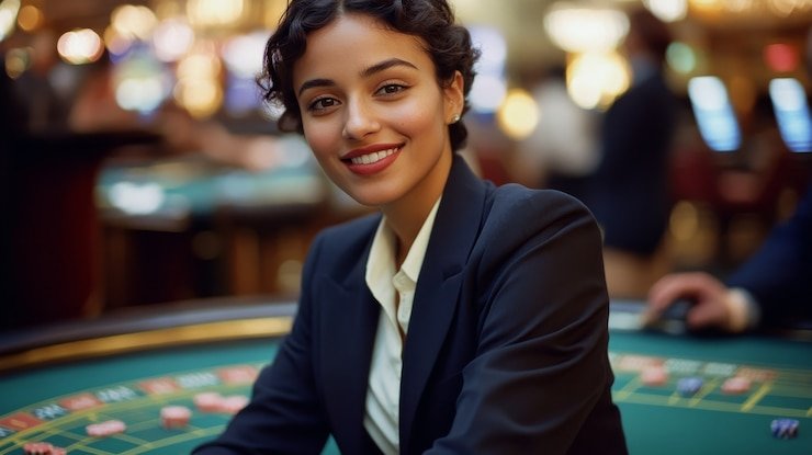 Live dealer studio with professional lighting and multiple camera setups